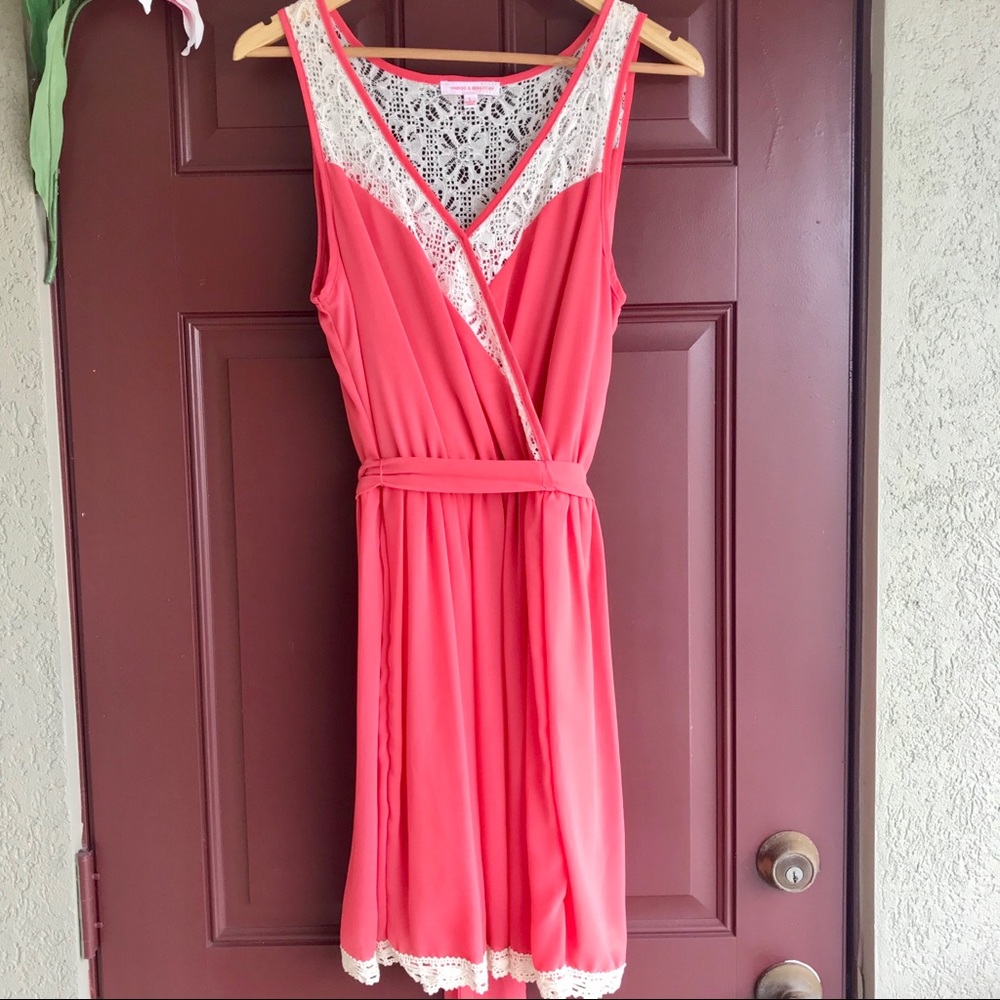 Margo & Sebastian Coral Midi Dress